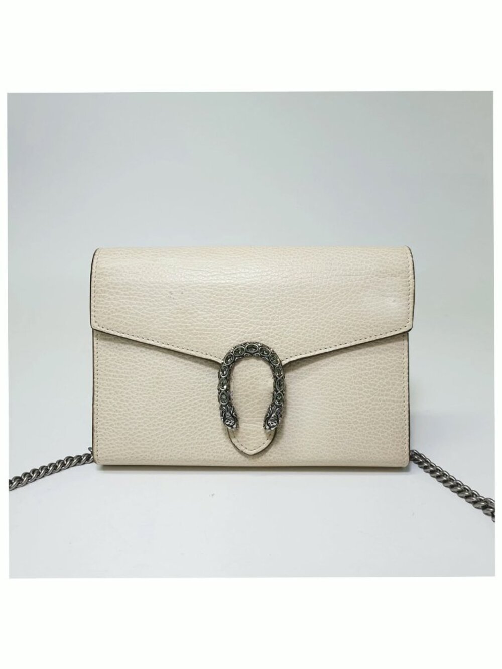 Authentic Gucci Dionysus Chain Wallet White Leather Shoulder Bag - Picture 2 of 11